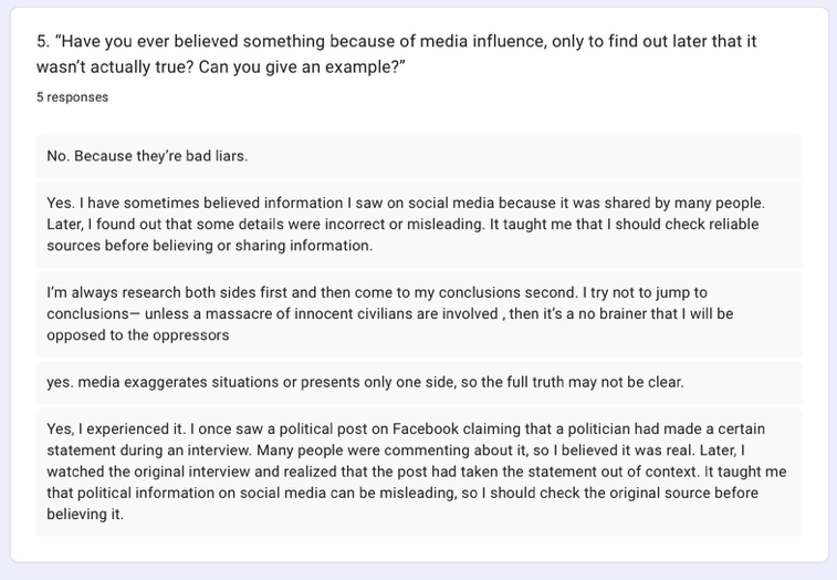 Interview questionnaire or response summary 8