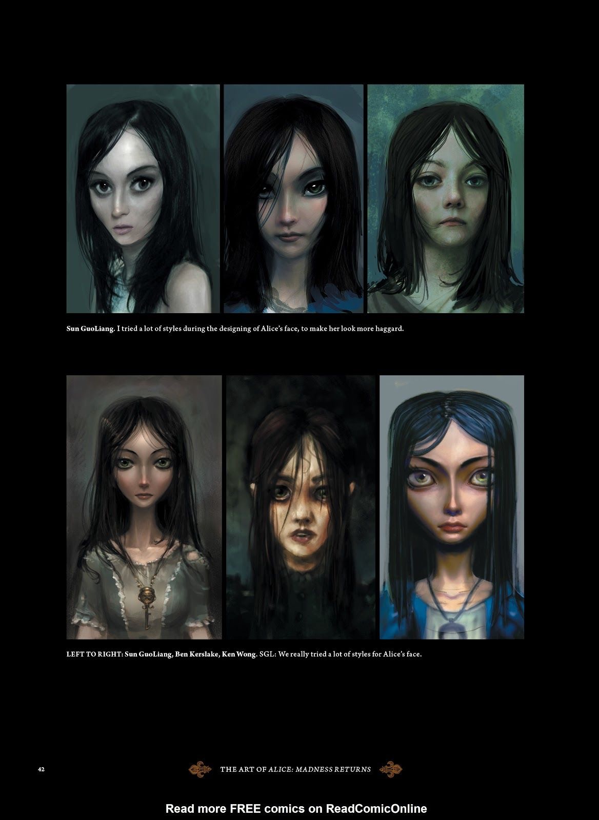 Six studies of Alice's face
