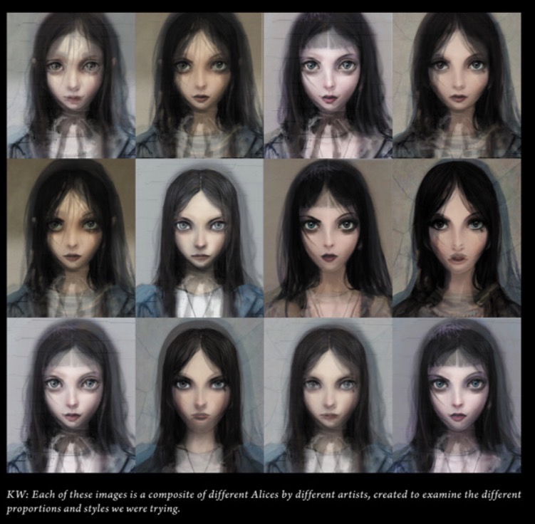 Twelve face studies comparing visual styles