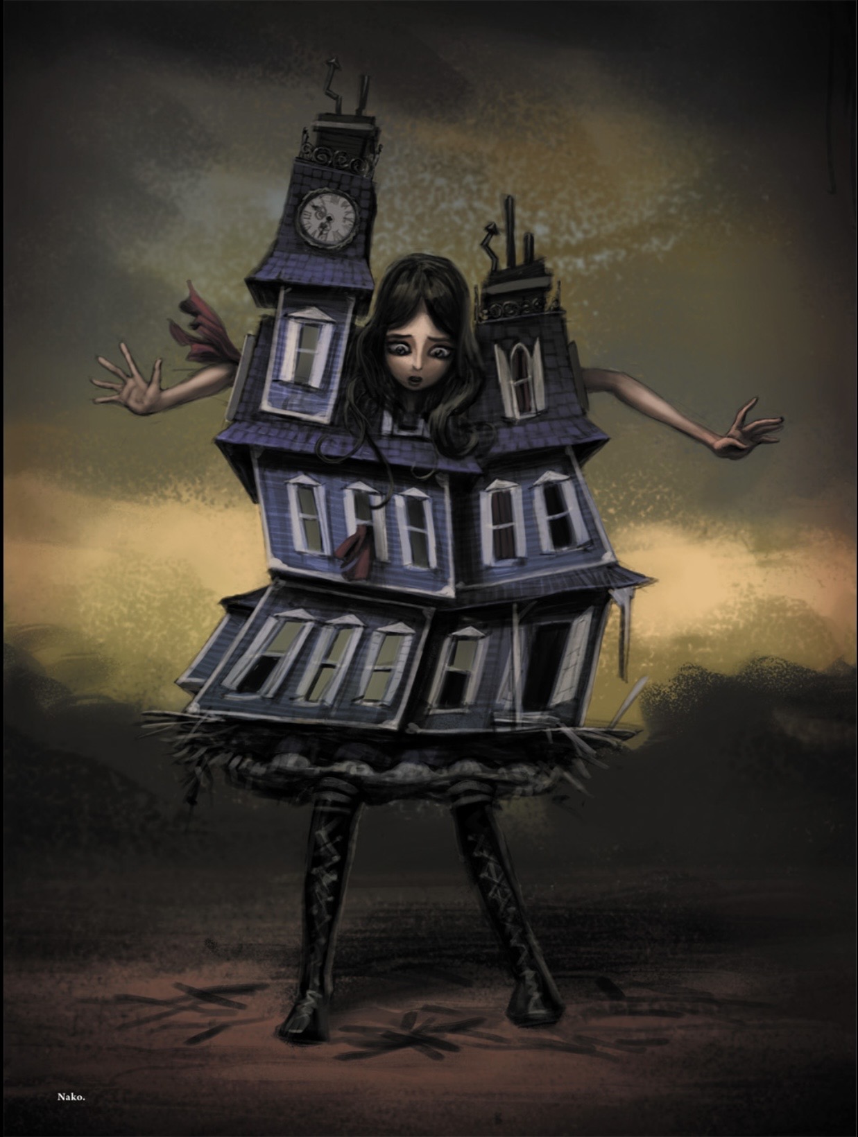 Walking house character design