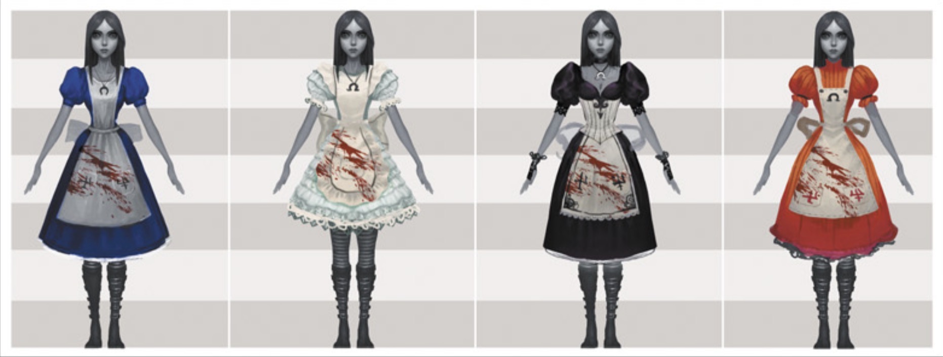 Four costume colour variations